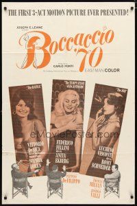 2c098 BOCCACCIO '70 1sh '62 sexy Loren, Ekberg & Schneider, plus Fellini, De Sica & Visconti!