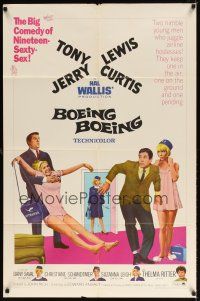 2c101 BOEING BOEING 1sh '65 Tony Curtis & Jerry Lewis in the big comedy of nineteen sexty-sex!