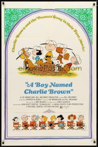 2c106 BOY NAMED CHARLIE BROWN 1sh '70 baseball art of Snoopy & the Peanuts by Charles M. Schulz!