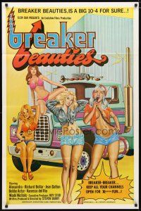 2c110 BREAKER BEAUTIES 1sh '77 sexy trucker girls in bikinis with CB radios, a big 10-4 for sure!