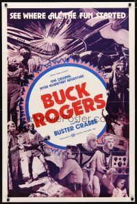 2c117 BUCK ROGERS 1sh R66 Buster Crabbe sci-fi serial, see where all the fun started!