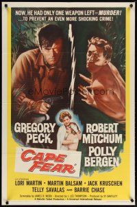 2c137 CAPE FEAR 1sh '62 Gregory Peck, Robert Mitchum, Polly Bergen, classic film noir!