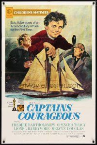 2c141 CAPTAINS COURAGEOUS 1sh R73 Spencer Tracy, Freddie Bartholomew, Lionel Barrymore!