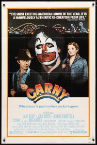 2c142 CARNY style B 1sh '80 Jodie Foster, Robbie Robertson, Gary Busey in carnival clown make up!