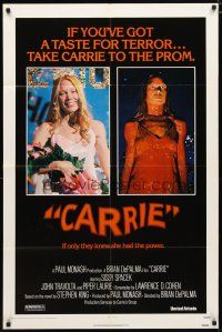 2c143 CARRIE 1sh '76 Stephen King, Sissy Spacek before and after her bloodbath at the prom!