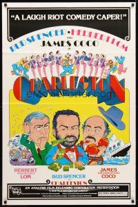 2c151 CHARLESTON 1sh '77 great wacky art of Bud Spencer, Herbert Lom & James Coco!