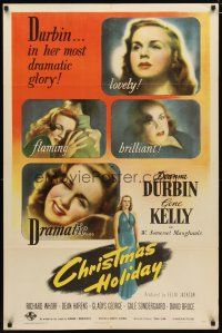 2c162 CHRISTMAS HOLIDAY style D 1sh '44 Deanna Durbin is lovely, flaming, brilliant, and dramatic!