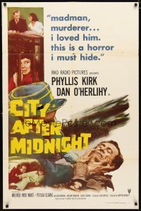 2c165 CITY AFTER MIDNIGHT 1sh '59 That Woman Opposite, she loved a madman murderer!