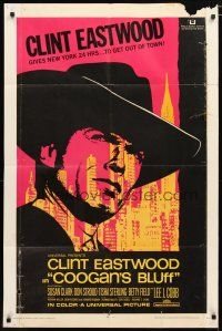 2c179 COOGAN'S BLUFF 1sh '68 art of Clint Eastwood in New York City, directed by Don Siegel!
