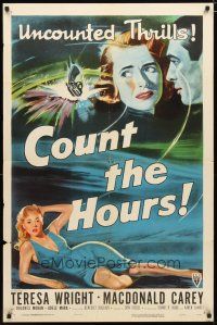 2c184 COUNT THE HOURS style A 1sh '53 Don Siegel, art of sexy bad girl Adele Mara in low-cut dress!