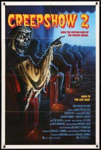 2c188 CREEPSHOW 2 1sh '87 Tom Savini, great Winters artwork of skeleton guy in theater!