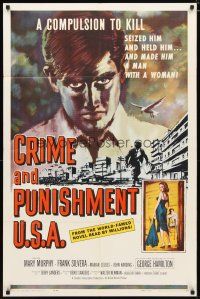 2c189 CRIME & PUNISHMENT U.S.A. 1sh '59 introducing George Hamilton, from the world-famed novel!