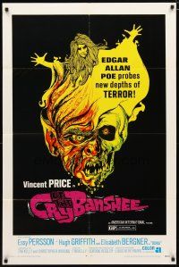 2c197 CRY OF THE BANSHEE 1sh '70 Edgar Allan Poe probes new depths of terror, cool artwork!