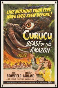2c201 CURUCU, BEAST OF THE AMAZON 1sh '56 Universal horror, great monster art by Reynold Brown!