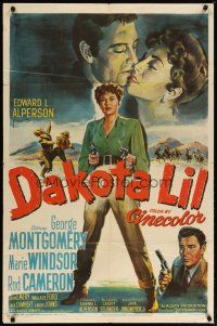 2c204 DAKOTA LIL red title style 1sh '50 Marie Windsor is out to get George Montgomery as Tom Horn!