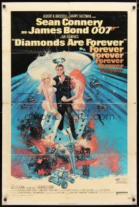 2c234 DIAMONDS ARE FOREVER 1sh '71 art of Sean Connery as James Bond 007 by Robert McGinnis!