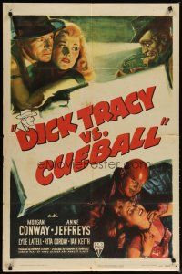 2c236 DICK TRACY VS. CUEBALL style A 1sh '46 detective Morgan Conway vs crazed villain Dick Wessel!