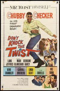 2c243 DON'T KNOCK THE TWIST 1sh '62 full-length image of dancing Chubby Checker, rock & roll!