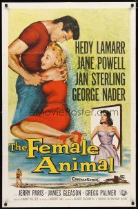 2c293 FEMALE ANIMAL 1sh '58 artwork of sexy Hedy Lamarr & Jane Powell, George Nader!