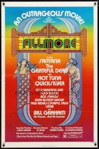 2c294 FILLMORE 1sh '72 Grateful Dead, Santana, rock & roll concert, cool Byrd art!