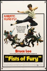 2c300 FISTS OF FURY 1sh '73 Bruce Lee gives you biggest kick of your life, great kung fu image!