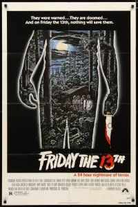 2c318 FRIDAY THE 13th 1sh '80 great Alex Ebel art, slasher classic, 24 hours of terror!