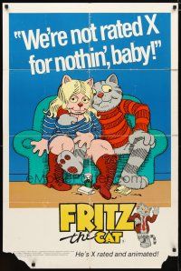 2c322 FRITZ THE CAT 1sh '72 Ralph Bakshi sex cartoon, he's x-rated and animated!