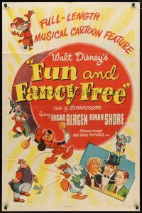 2c328 FUN & FANCY FREE style A 1sh '47 Walt Disney, art of Edgar Bergen & Charlie McCarthy!