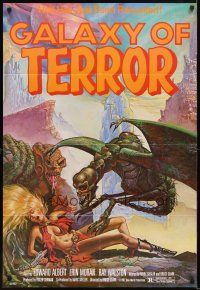 2c331 GALAXY OF TERROR 1sh '81 great sexy Charo fantasy artwork of monsters attacking girl!