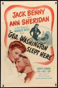 2c336 GEORGE WASHINGTON SLEPT HERE 1sh '42 sexy Ann Sheridan & Jack Benny the great lover!