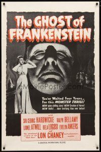 2c340 GHOST OF FRANKENSTEIN military 1sh R50s huge close up of Lon Chaney Jr. as the monster!
