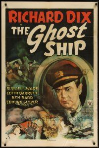 2c341 GHOST SHIP style A 1sh '43 directed by Mark Robson, produced by Val Lewton, Richard Dix!