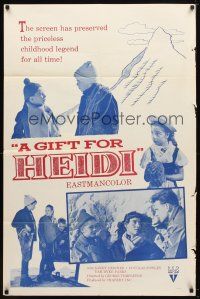 2c345 GIFT FOR HEIDI 1sh '62 George Templeton, Sandy Descher in title role, Doughlas Fowley!