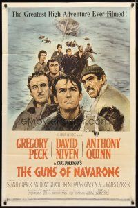 2c368 GUNS OF NAVARONE 1sh '61 Gregory Peck, Niven, Anthony Quinn & James Darren, Terpning art!