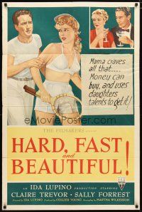 2c380 HARD, FAST & BEAUTIFUL 1sh '51 Ida Lupino, art of sexy tennis player Sally Forrest!