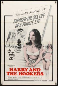 2c382 HARRY & THE HOOKERS 1sh '75 exposed, the sex life of a private eye, sexy art!