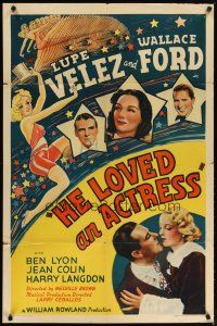 2c386 HE LOVED AN ACTRESS 1sh '38 Stardust, Lupe Velez, Wallace Ford, wonderful artwork!