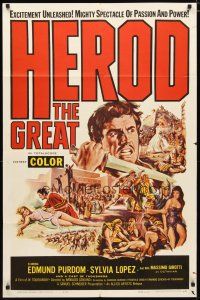 2c395 HEROD THE GREAT 1sh '60 Edmund Purdom, Sylvia Lopez, French/Italian epic!