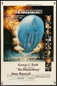 2c403 HINDENBURG 1sh '75 George C. Scott & all-star cast, art of zeppelin crashing down!