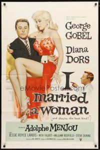 2c424 I MARRIED A WOMAN 1sh '58 artwork of sexiest Diana Dors sitting in George Gobel's lap!