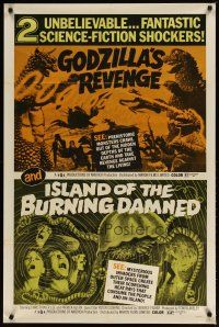 2c447 ISLAND OF THE BURNING DAMNED/GODZILLA'S REVENGE 1sh '71 cool images of the rubbery monsters!