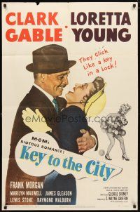 2c469 KEY TO THE CITY 1sh '50 Clark Gable & Mayor Loretta Young click like a key in a lock!