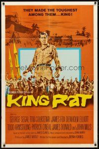 2c477 KING RAT 1sh '65 art of George Segal & Tom Courtenay, James Clavell, World War II POWs!