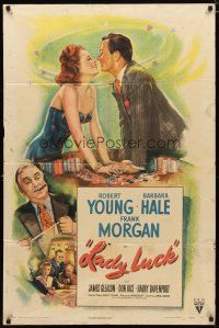 2c482 LADY LUCK style A 1sh '46 great romantic gambling artwork of Robert Young & Barbara Hale!