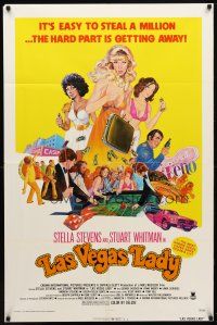 2c486 LAS VEGAS LADY 1sh '75 sexy art of gambling gangster gals, it's easy to steal a million!