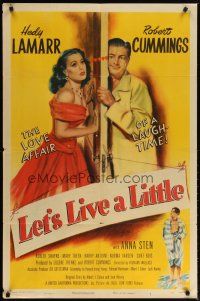 2c495 LET'S LIVE A LITTLE 1sh '48 pretty Hedy Lamarr & Robert Cummings behind door!