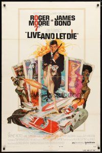 2c501 LIVE & LET DIE west hemi 1sh '73 art of Roger Moore as James Bond by Robert McGinnis!