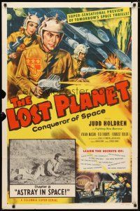 2c511 LOST PLANET chapter 8 1sh '53 Judd Holdren, sci-fi serial, cool art, Astray in Space!