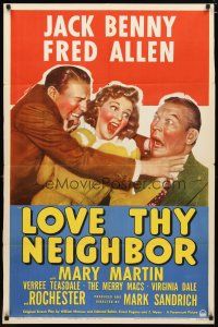 2c513 LOVE THY NEIGHBOR 1sh '40 Mary Martin between Jack Benny fighting with Fred Allen!