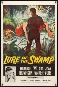 2c518 LURE OF THE SWAMP 1sh '57 two men & a super sexy woman find their destination is Hell!